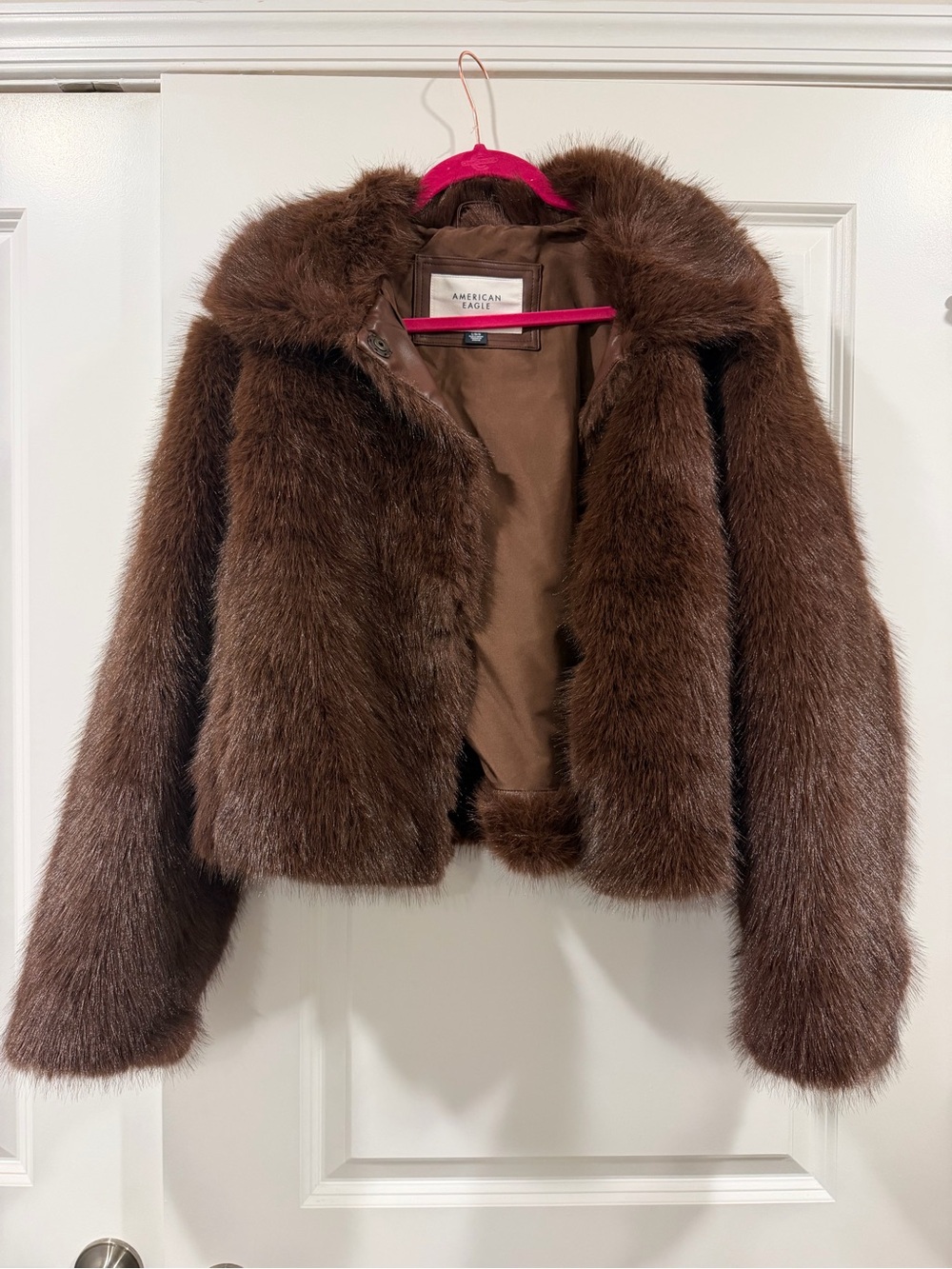 American Eagle Outfitters Chocolate Brown Faux Fur Teddy Jacket